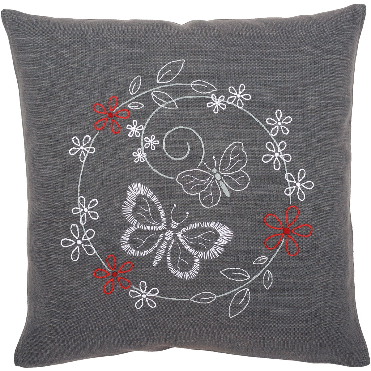 Vervaco Stamped Embroidery Cushion Kit 16 X16 Butterflies
