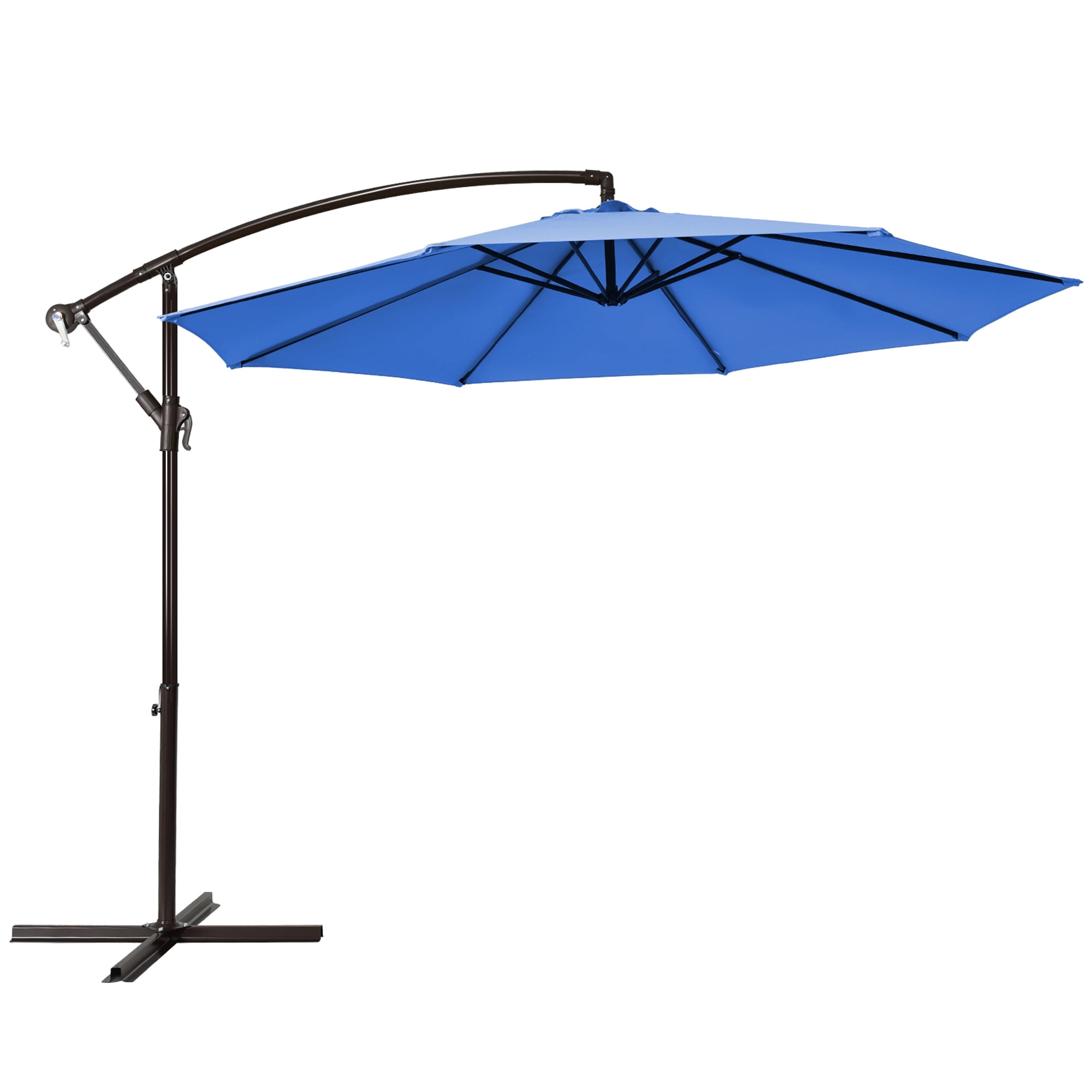 Gymax 10 ft Patio Cantilever Offset Umbrella Yard Garden Outdoor w/ 8 Ribs Blue