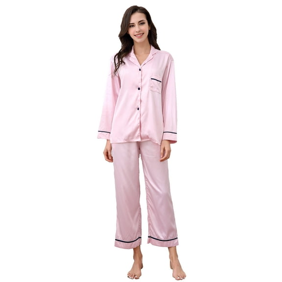 Richie House Women's Satin Two-piece Set Pajama Sleepwear RHW2819-A-L
