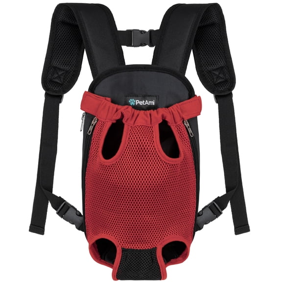 PetAmi Dog Carrier Backpack, Adjustable Dog Pet Cat Front Carrier Backpack | Ventilated Dog Chest Carrier for Hiking Camping Travel, Sling Bag for Small Medium Dog Cat Puppies, Small, 5-9 lbs, Red
