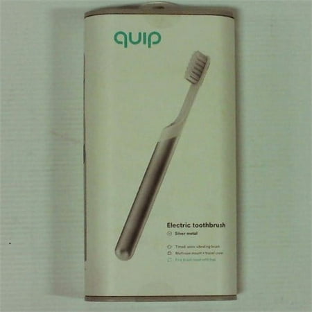Quip Metal Electric Toothbrush - Electric Brush and Travel Cover Mount (Silver Metal) (bulk packaging)