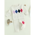 thumbnail image 3 of Bagilaanoe 2PCS Toddler Baby Boys Long Pants Set Pattern Long Sleeve Sweatshirt Pullover Tops + Drawstring Sweatpants 6M 12M 18M 24M 3T Kids Casual Sweatsuits, 3 of 8