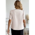 thumbnail image 4 of SHEWIN Blouses for Women Dressy Casual Short Sleeve V Neck Button Down Shirts Pleated Summer Business Office Work Tops, 4 of 10
