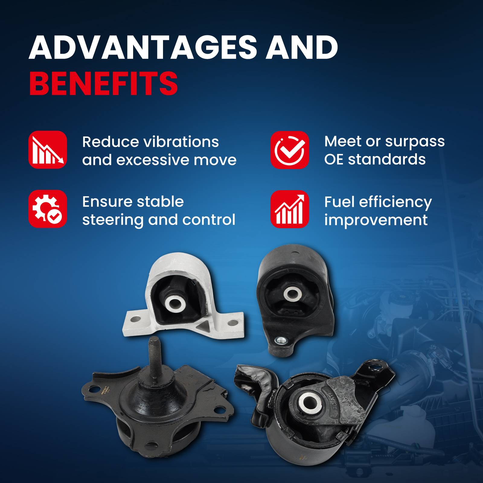 MOCA AUTOPARTS Engine Motor and Transmission Mount Kit Fit for 2001-2005 Acura EL 1.7L & 2001-2005 Honda Civic 1.7L
