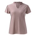 thumbnail image 5 of Sngxgn Women's Summer Short Sleeve V-Neck Shirts Casual Solid Color Basic Tee T-Shirt(Red,XL), 5 of 8