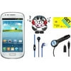 Samsung White Galaxy S III Mini I8190 Smartphone (Unlocked) with RX12P Headphones, Car Charger, H2O SIM Card and $10 APPCOW Card