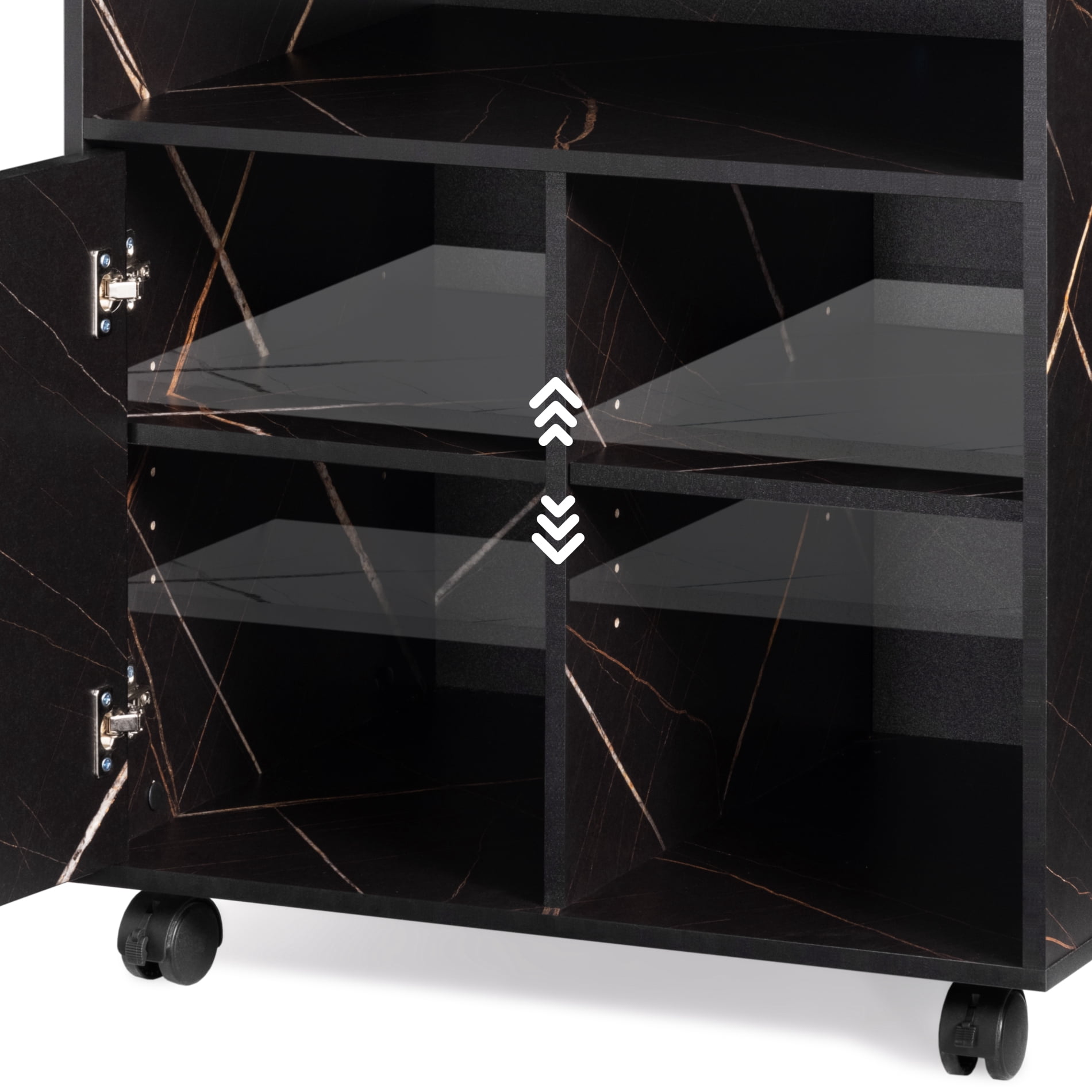 FITUEYES Large File Cabinet with Storage Adjustable Shelves, Wood Mobile Cart with Door, Rolling Printer Stand on Wheels for Home Office, Stone Black