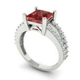 thumbnail image 2 of 2.44ct Princess Cut Red Natural Garnet 14k White Gold Engraving Statement Bridal Wedding Designer Ring Size 4, 2 of 5