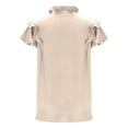 thumbnail image 7 of Fesfesfes Woman's Fashion Causal T-Shirt Summer Outdoor Ruffle Sleeve Tie-Neck Bandage Blouse Solid Color Loose Pullover Tops(Beige,XL), 7 of 7