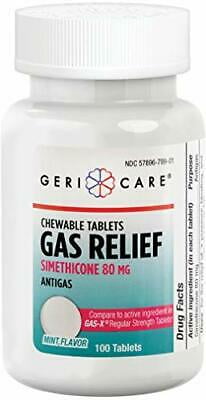 Gericare Simethicone Tablets for Gas Distress, Adults, 80mg (Bottle of 100)