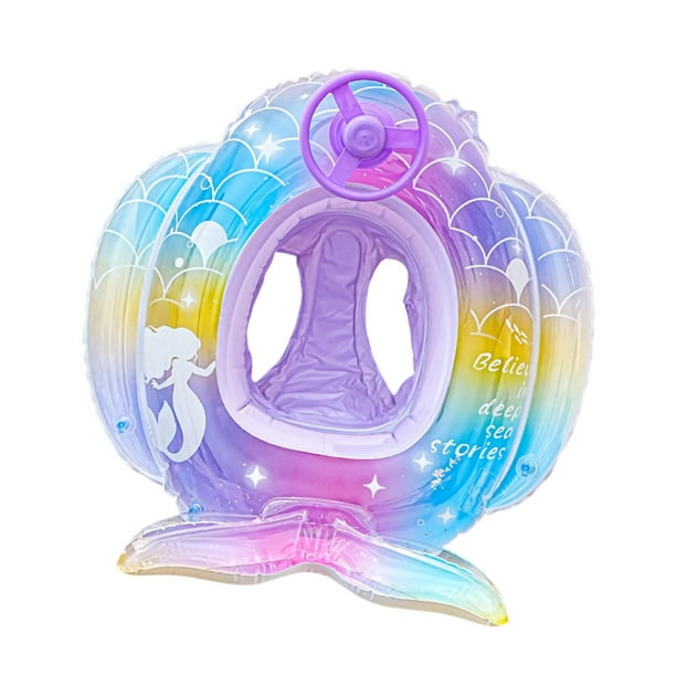 Flotador de piscina de sirena, anillo de natación inflable, decoración de fiesta, juguete divertido para playa con volante