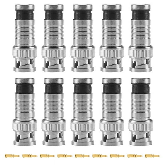 10 pcs BNC Compression Connector for Coax RG59 Cable CCTV Cameras