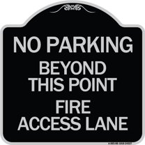 SignMission Designer Series Sign - Beyond This Point Fire Access Lane | Black & Silver 18" X 18" Heavy-Gauge Aluminum Architectural Sign | Protect Your Business & Municipality | Made in