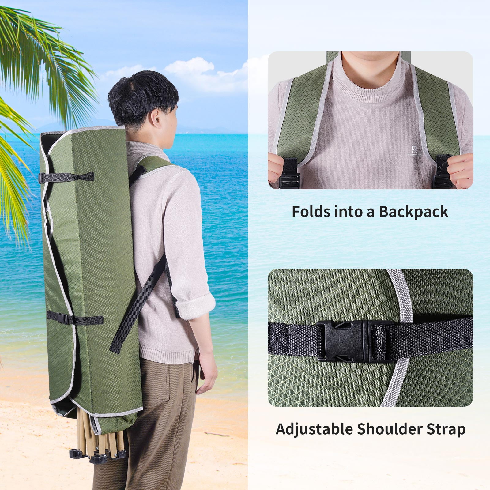 CycloneSound Portable Folding Camping Chair with Canopy Adjustable Shade for Beach, Camping, and Outdoor Activities