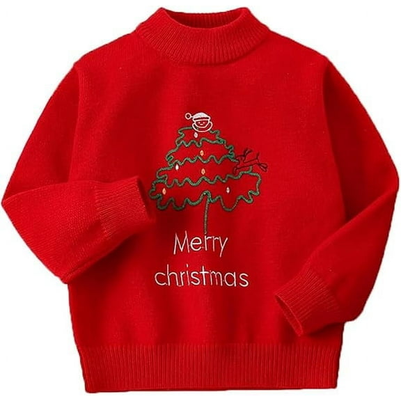Peacolate 4-10 Years Little Big Girls' Embroidered Sweater Knit Pullover,Red,4-5Years