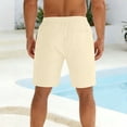 thumbnail image 5 of lcziwo Mens Swim Shorts Knee Length Elastic Waist Hiking Shorts with Pockets Beach Travel Golf Drawstring Short Beige M, 5 of 8