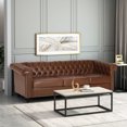 thumbnail image 2 of GDF Studio Zyiere Tufted Chesterfield Faux Leather 3 Seater Sofa, Cognac Brown and Dark Brown, 2 of 13