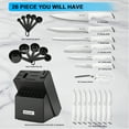 thumbnail image 3 of McCook Knife Set with Block, 26PCS Ultra- Sharp Cutlery Knife Set with Steel Blades for Precise Cutting,8 Steak Knives with Built-in Knife Sharpener,Measuring Cups and Spoons, 3 of 6