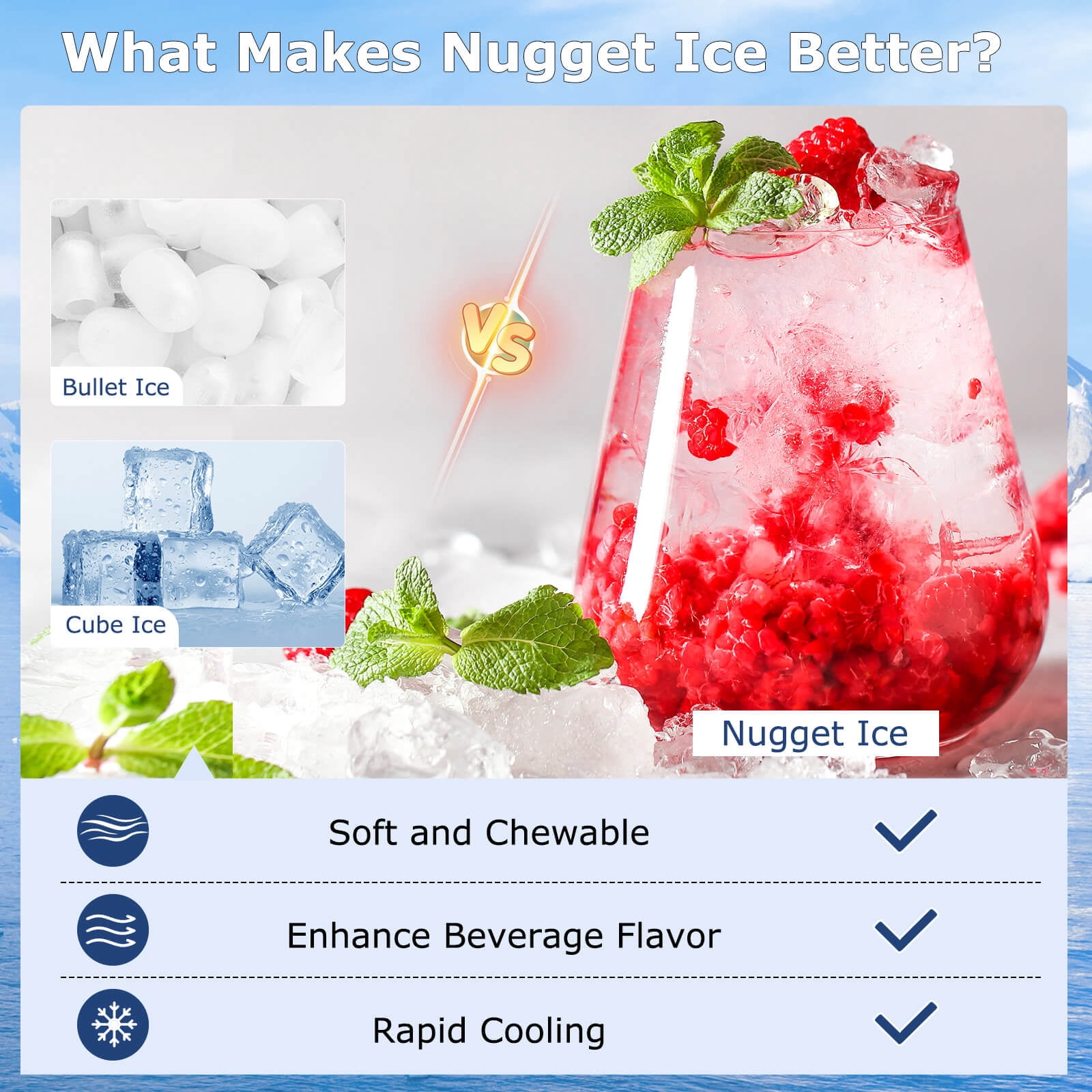 Costway Under Counter Nugget Ice Maker with Self-Cleaning 80 lbs/Day 24H Timer LCD Control