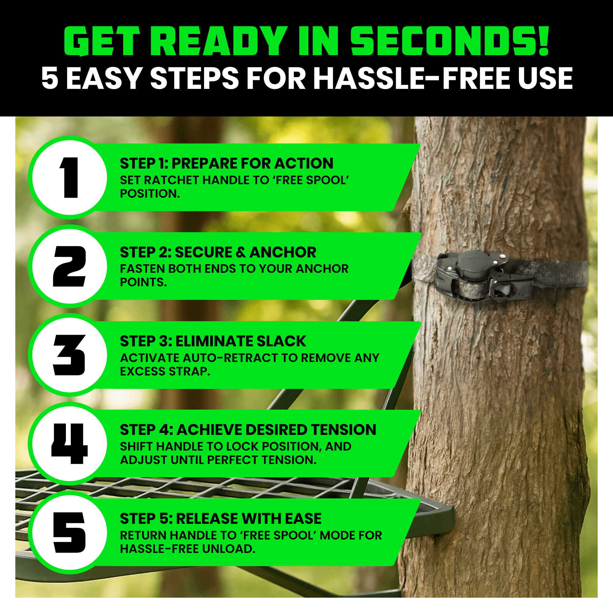 Rhino USA x Realtree Retractable Ratchet Straps (4PK) 1"x 9' (1,209lb Break Strength)- Heavy Duty Auto Self Retracting Tie Down Straps - Realtree APX Cam