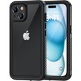 thumbnail image 1 of KOMI for iPhone 15 Case, IP68 Waterproof Dustproof Shockproof Cases with Built-in Screen Protector, 360 Full Body Protective Heavy Duty Rugged Phone Cover for iPhone 15-6.1 inch (Black/Clear), 1 of 5
