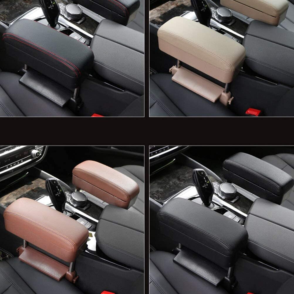 JEYODA Car Armrest Box Adjustable Pad Refit Car Central Lift Armres Storage Organizer Box Arm Rest Black line 