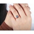 thumbnail image 4 of Long Hexagon Alexandrite Engagement Ring Set, Vintage 14K Rose Gold Alexandrite Promise Ring, Wedding Ring Bridal Set Gift for Women, 4 of 5