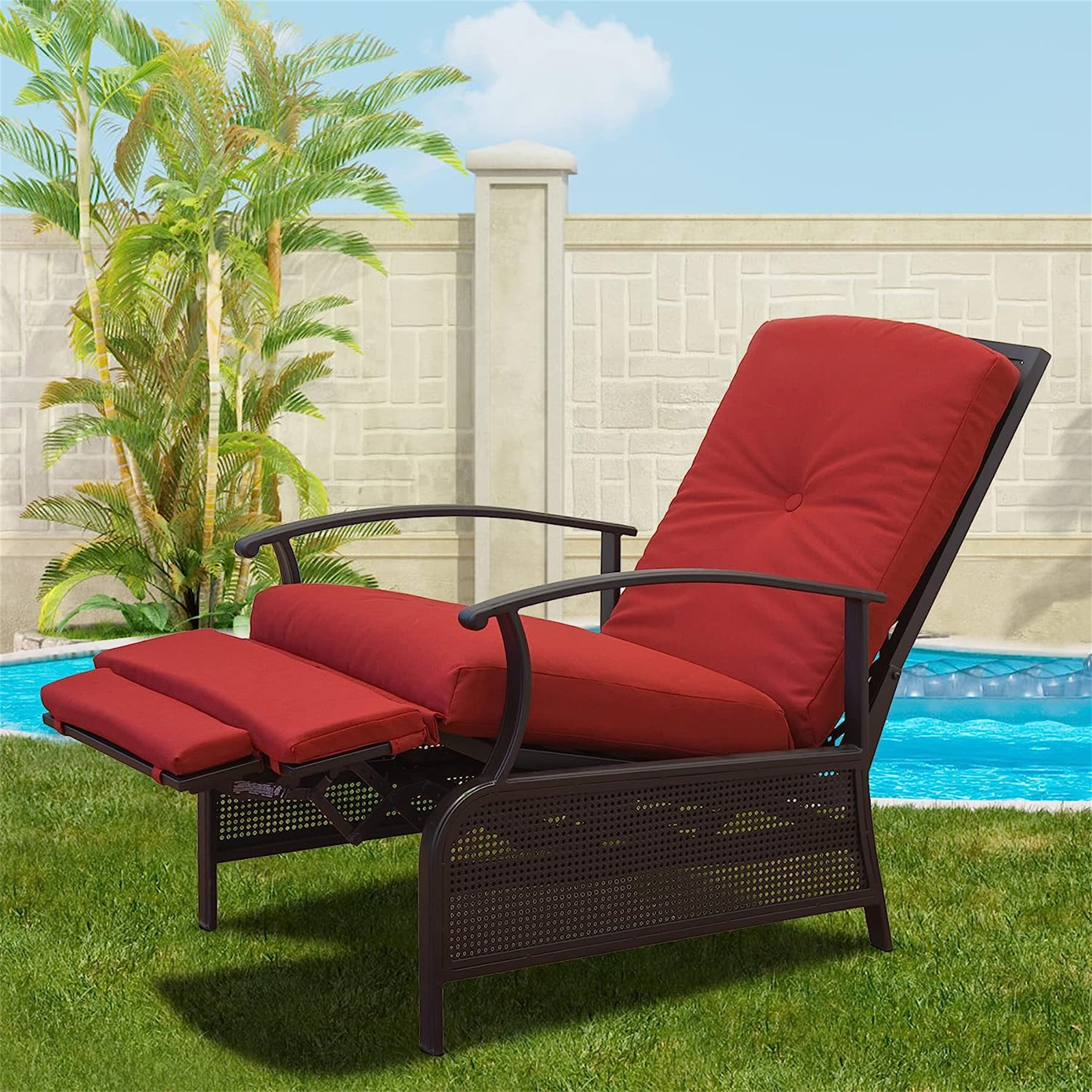 CoSoTower Patio Recliner Chair with Cushions, Outdoor Adjustable Lounge ...