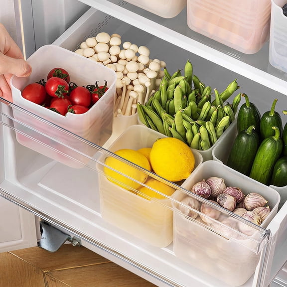 10-Piece Clear Plastic Multi-Purpose Organizer Bins, Fridge Side Door Storage Box Set for Refrigerator, Cabinet, Pantry - Storage for Small Items, Fruits, Vegetables