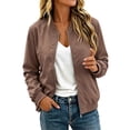 thumbnail image 2 of Chiccall Jackets for Women Zip‑Up Long Sleeve Loose Casual Bomber Jacket Lightweight Coat Outerwear Brown S, 2 of 8