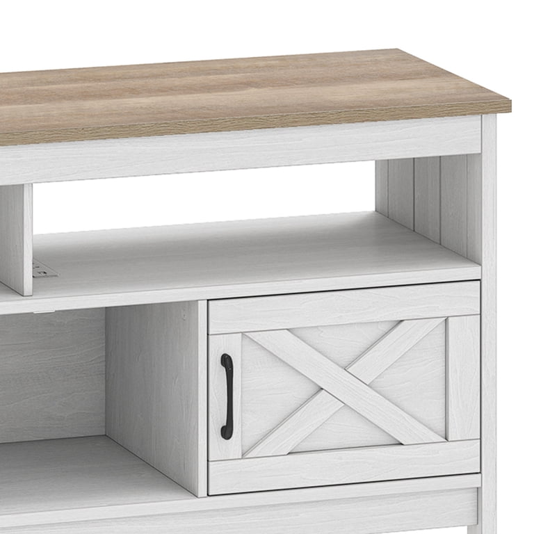 Uforic 59 Inch Farmhouse TV Stand with Power Outlet, White Oak photo 8