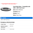 thumbnail image 2 of Front Brake Rotor - Compatible with 2005 - 2007 Ford Focus 2006, 2 of 2