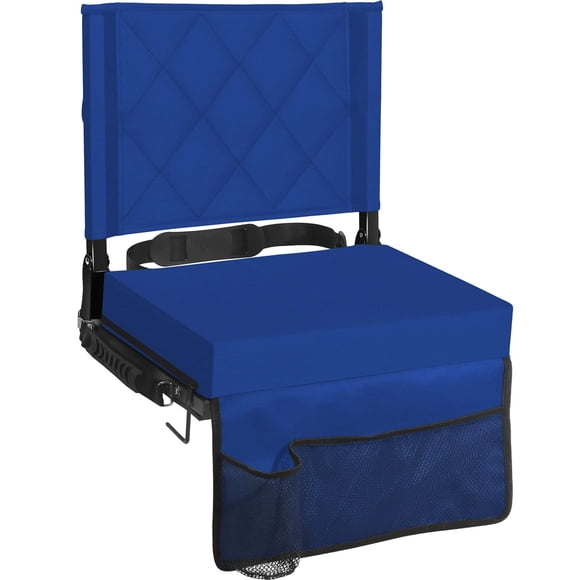 Asiento plegable acolchado para estadio Sheenive con respaldo, azul