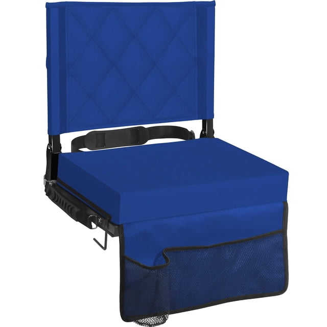 Asiento plegable acolchado para estadio Sheenive con respaldo, azul