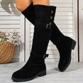 thumbnail image 2 of Rokment Black over The Knee High Boots for Women 2025 Winter Fall Fashion Suede Buckles Studded Low Heel Thigh High Dress Tall Boots Black Size 6.5, 2 of 8