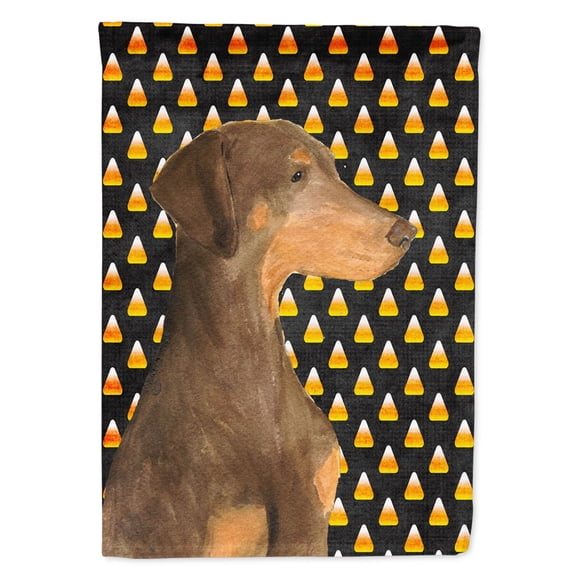 Doberman Candy Corn Halloween Portrait Garden Flag