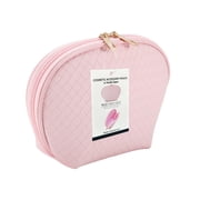 Walmart Cosmetic Accessory Pouch with Double Zipper, Baby Pink Basket Weave