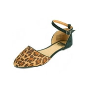 Alpine Swiss Camellia Women's D'Orsay Flats Ankle Strap Pointy Toe Cheetah Shoes Cheetah Size 6