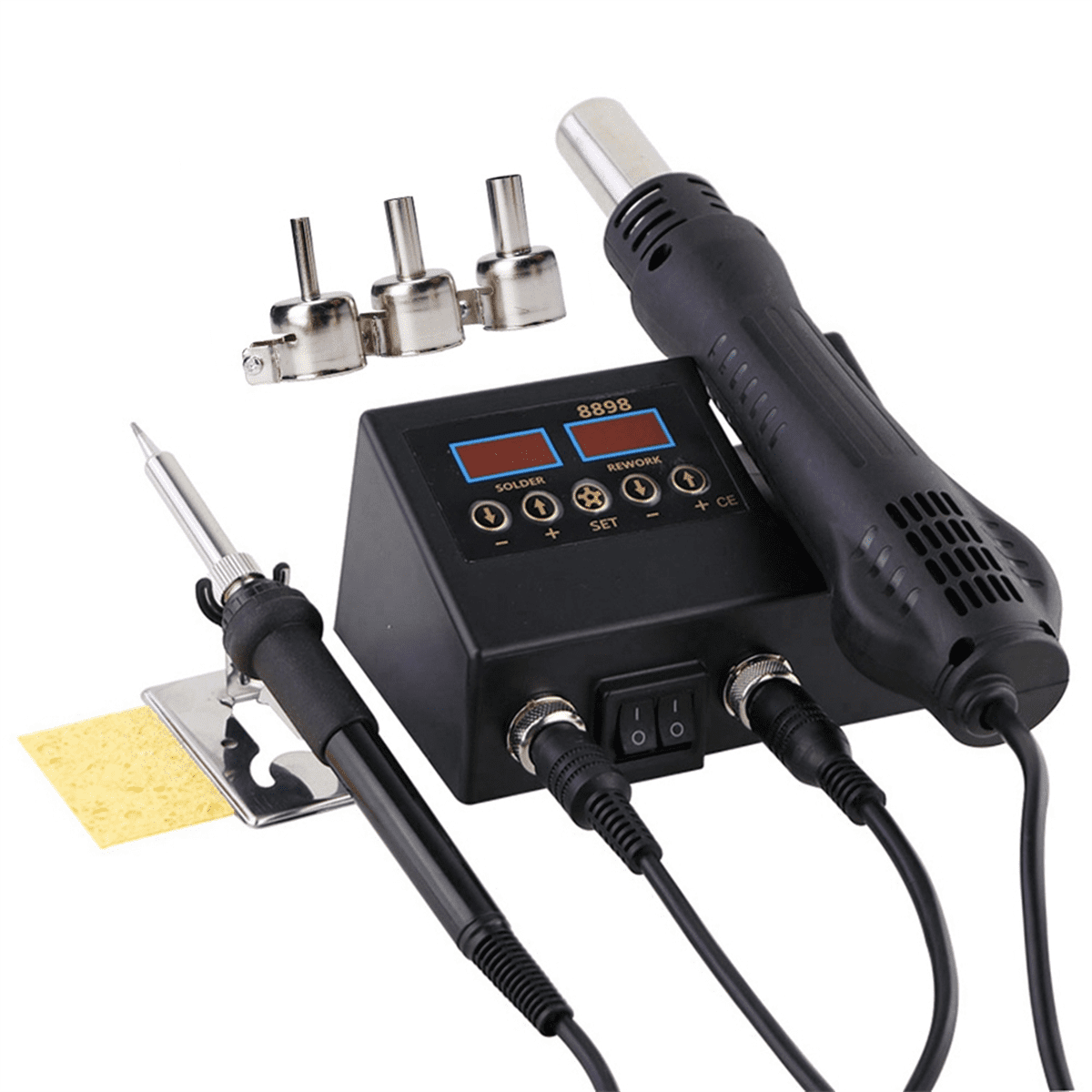 Soldering Iron Hot Air 2-In-1 BGA Rework Solder Station Desoldering Repair for Cell-Phone PCB IC Welding Tools US Plug
