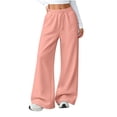 thumbnail image 6 of Women's Casual Sweatpants Drawstring Solid Color Elastic Waist Sports Straight Slim Side Line Track Pants, 6 of 8