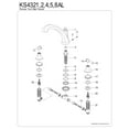 thumbnail image 3 of Kingston Brass KS4328AL Metropolitan Two-Handle Deck Mount Roman Tub Faucet, Brushed Nickel, 3 of 4