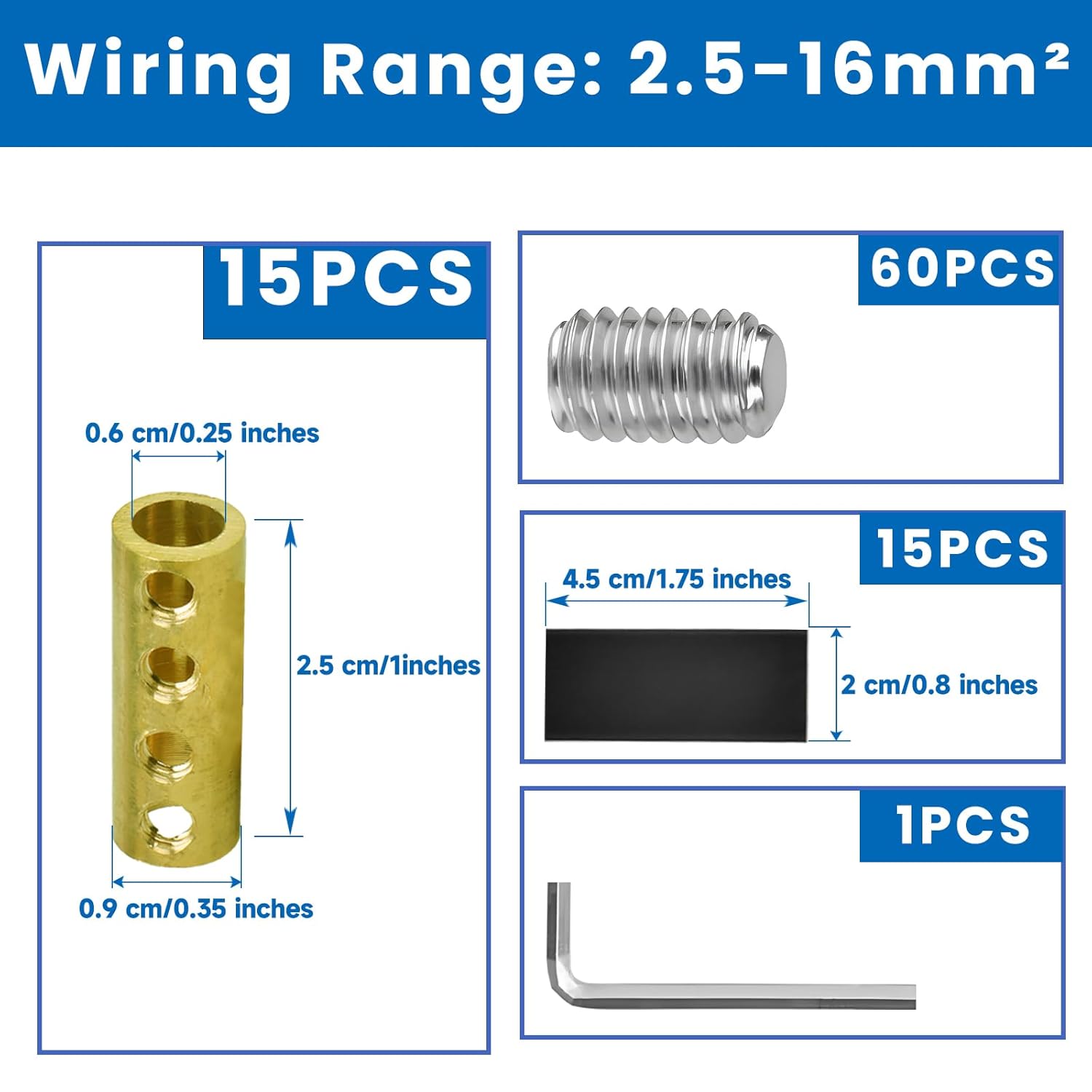 1510-61086 gauge wire connector nut kit, 80 quick connect terminals and circuit connectors, with screws and heat shrink tubing