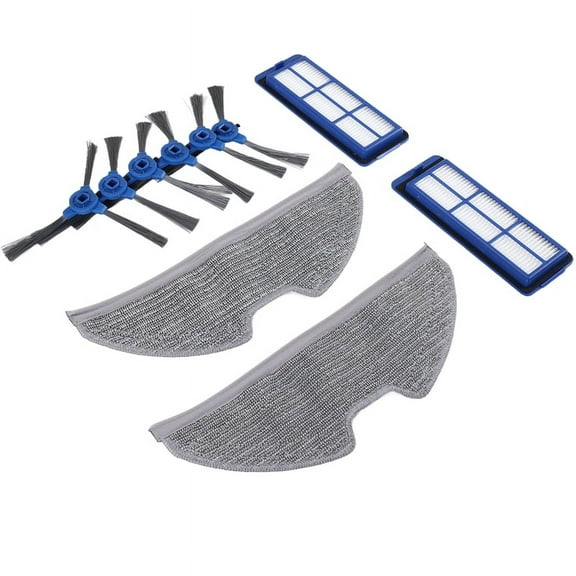 For RoboVac G10 G30 Hybrid Replacement Filter Mop Cloth Side Brush Robotic Vacuum Cleaner Spare Parts Accessories,2 x Hepa Filter 2 x Mop Cloth 6 x Side Brush,Blue