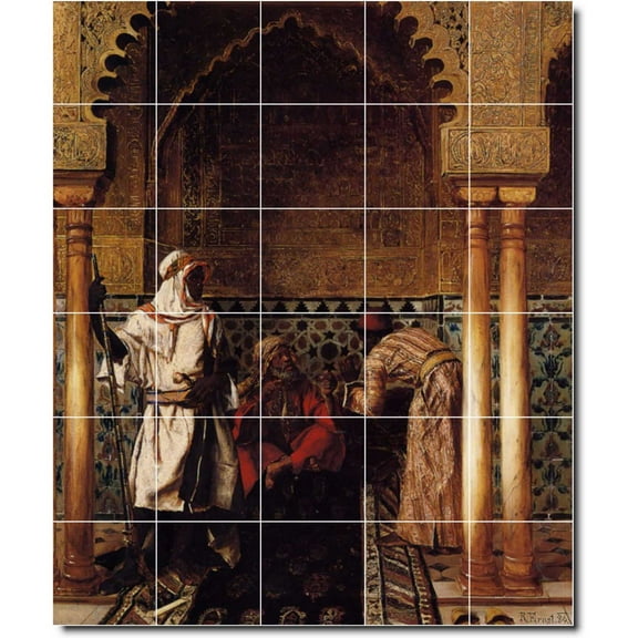 Ceramic Tile Mural-Rudolf Ernst Historical Shower Tile Mural 29. 21.25" w x 25.5" h using (30) 4.25 x 4.25 ceramic tiles