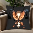 thumbnail image 5 of Set of 2 18x18in Throw Pillow Covers - Dark Background with Hands Cradling a Glowing Light Bulb Perfect for Couch Bed or Car, 5 of 8