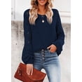 thumbnail image 2 of Chase Secret Knit Sweaters for Women Casual Long Sleeve Crew Neck Crochet Pullover Sweater Loose Lightweight Jumper Tops, 2 of 6
