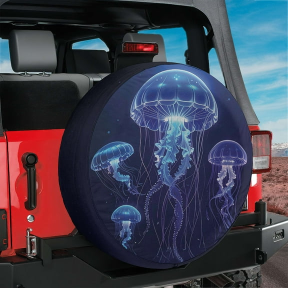 Lotusprinthandmade 3D Jellyfish Spare Tire Cover Without Backup Camera Hole 6 Sizes (27 in.),Ocean Theme Tire Protector