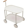 thumbnail image 6 of 2-Tier Rolling Cart with Handle, Utility Bar Cart Serving Cart with Wheels Snack Storage Organizer Side Table for Home Kitchen (White), 6 of 7