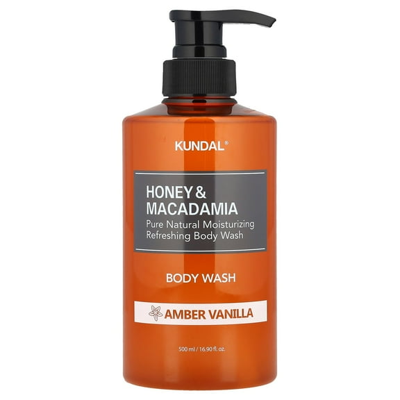 Kundal Honey & Macadamia Body Wash, Amber Vanilla, 16.9 fl oz (500 ml)