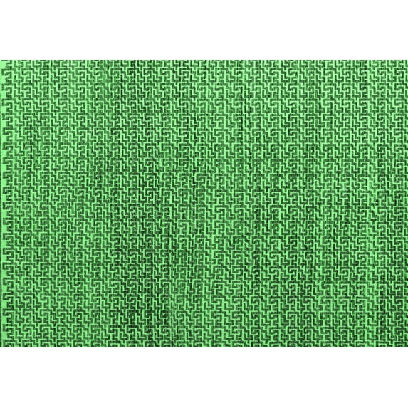 Ahgly Company Indoor Rectangle Abstract Emerald Green Modern Area Rugs, 7' x 9'